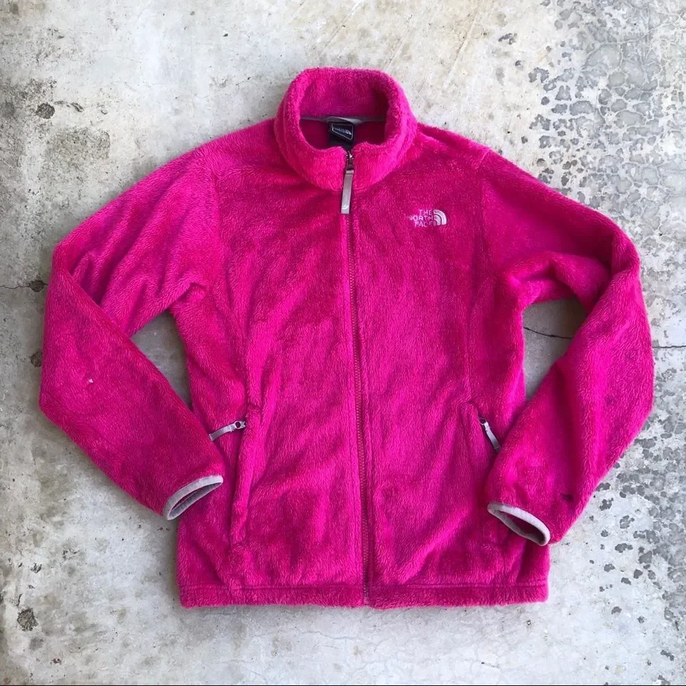 The North Face full zip fleece jacket pink Girls 14/16 Large